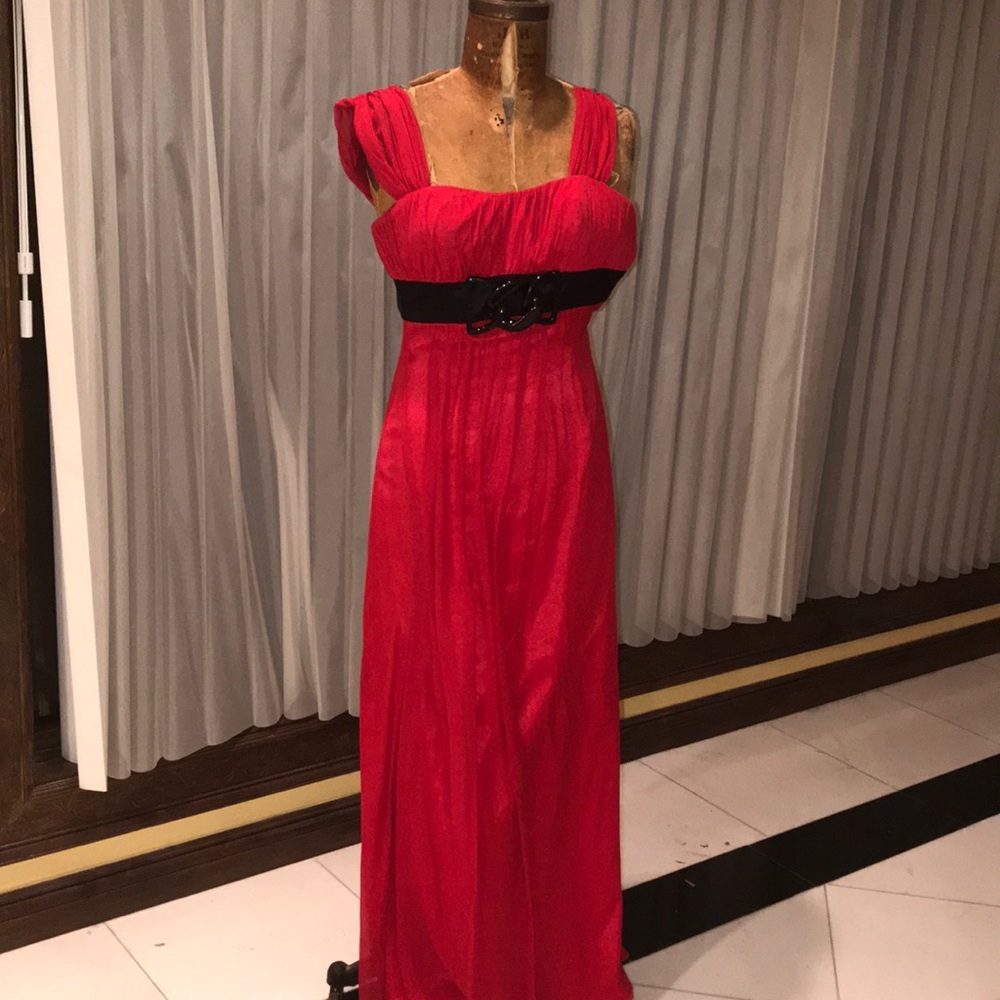 Red and black women’s long dress size 2
